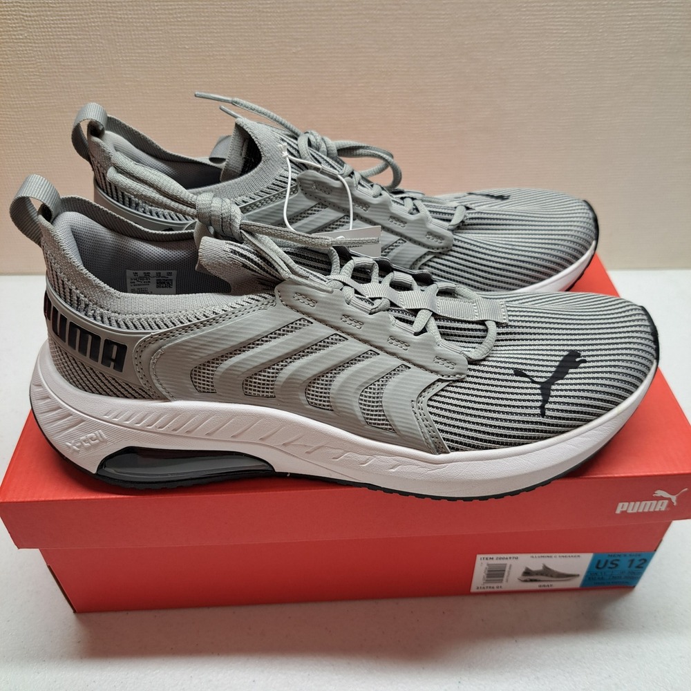 Puma Mens Sneakers Size 10 Gray NWT Illumine C X-Cell Running Shoes 2058-1049